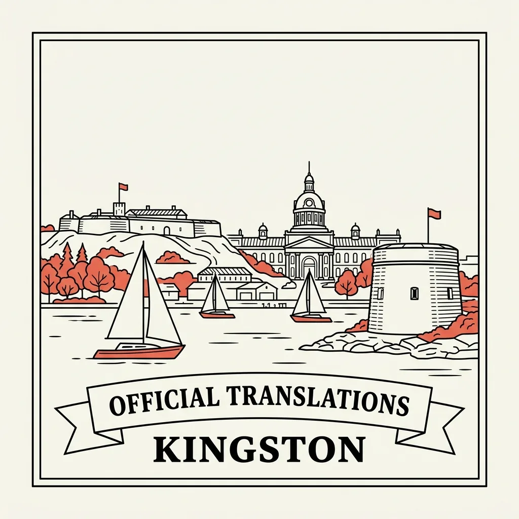 Engraved Kingston city illustration &ndash; Official Translations certified translation, accepted by IRCC, from $39.95 per page