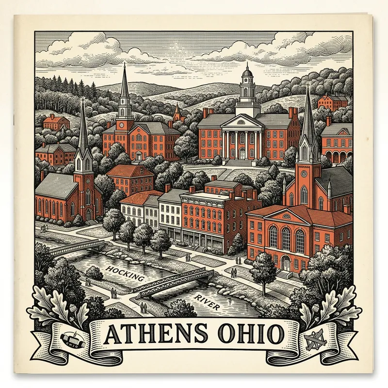 Engraved Athens OH city illustration – Official Translations certified translation services from $29.95 per page