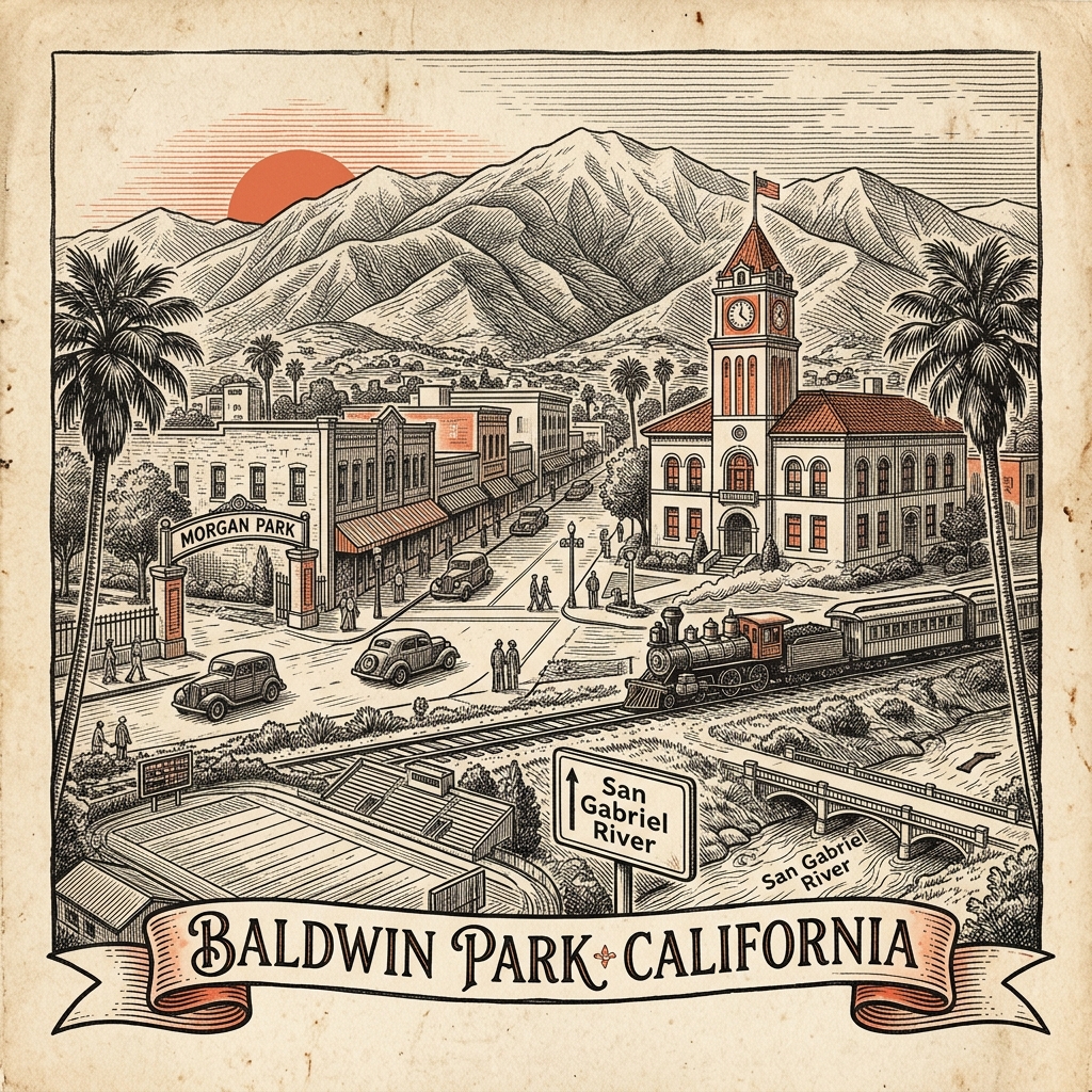 Engraved Baldwin Park CA city illustration – Official Translations certified translation services from $29.95 per page