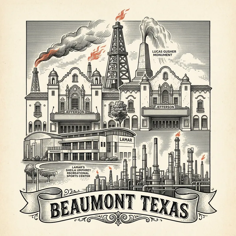 Engraved Beaumont TX city illustration – Official Translations certified translation services from $29.95 per page