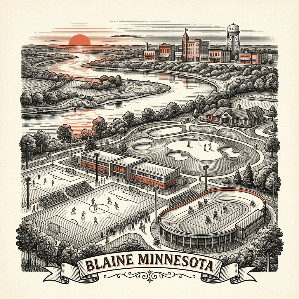 Engraved Blaine MN city illustration – Official Translations certified translation services from $29.95 per page