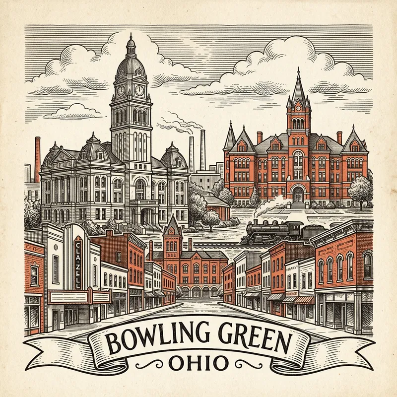 Engraved Bowling Green OH city illustration – Official Translations certified translation services from $29.95 per page