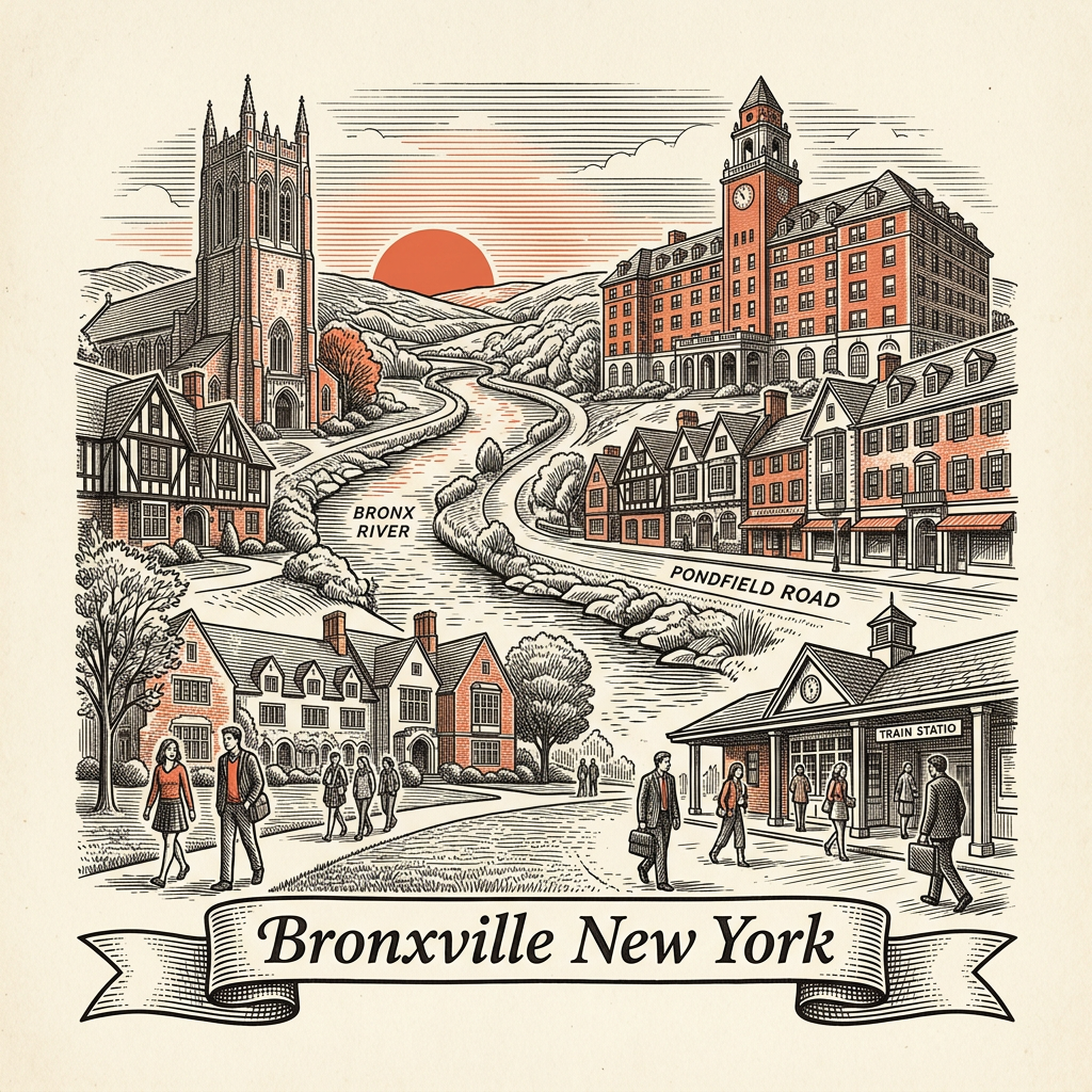 Engraved Bronxville NY city illustration – Official Translations certified translation services from $29.95 per page