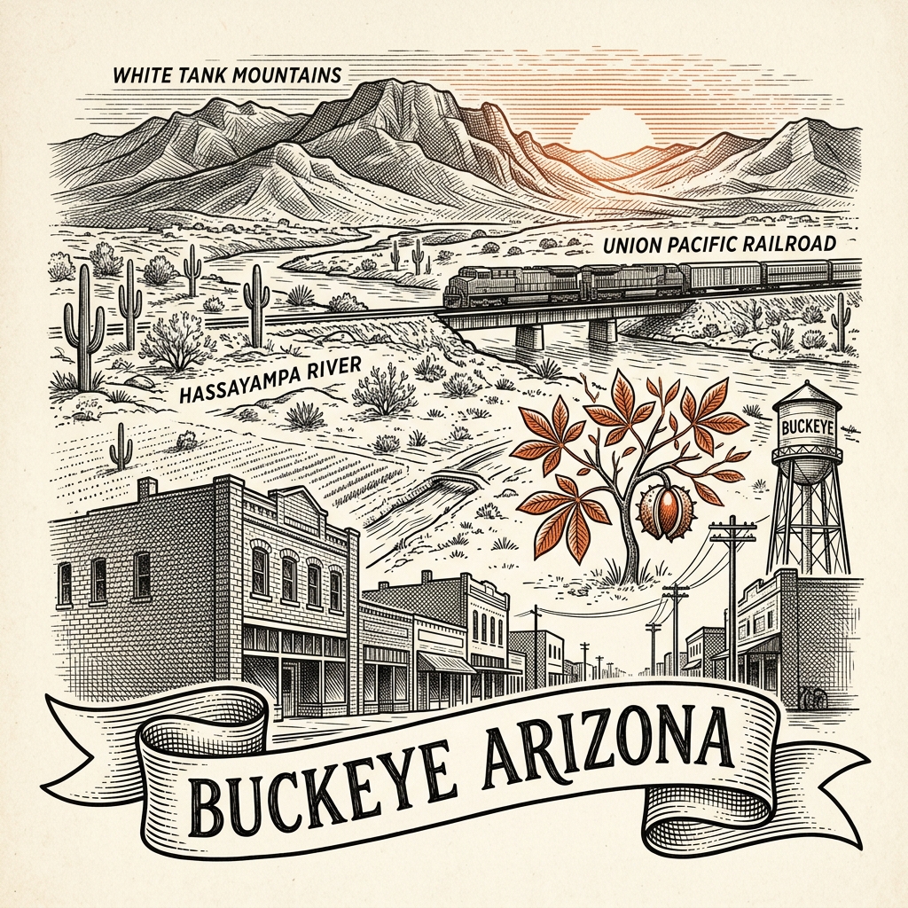 Engraved Buckeye AZ city illustration – Official Translations certified translation services from $29.95 per page