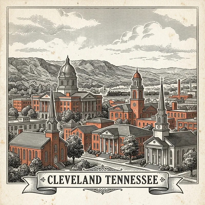 Engraved Cleveland TN city illustration – Official Translations certified translation services from $29.95 per page