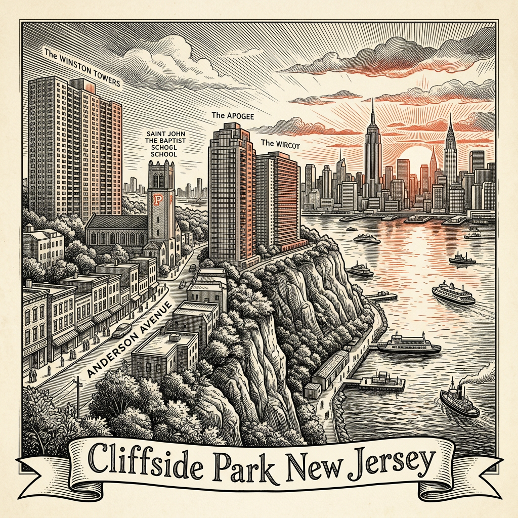 Engraved Cliffside Park NJ city illustration – Official Translations certified translation services from $29.95 per page