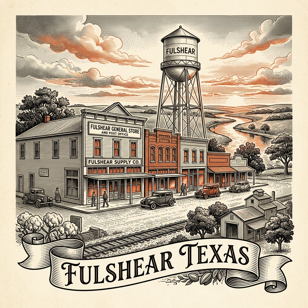 Engraved Fulshear TX city illustration – Official Translations certified translation services from $29.95 per page