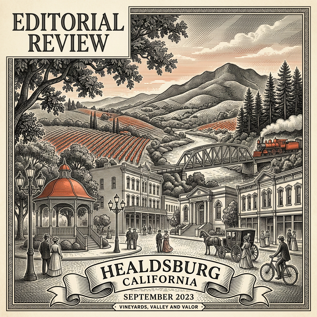 Engraved Healdsburg CA city illustration – Official Translations certified translation services from $29.95 per page