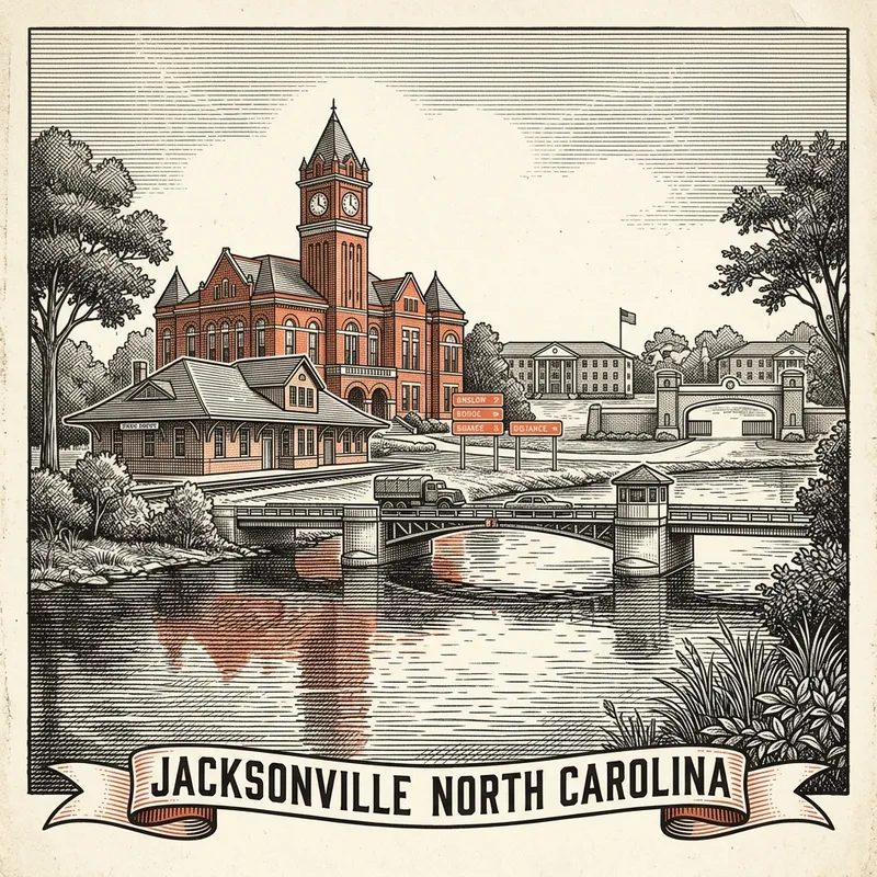 Engraved Jacksonville NC city illustration – Official Translations certified translation services from $29.95 per page