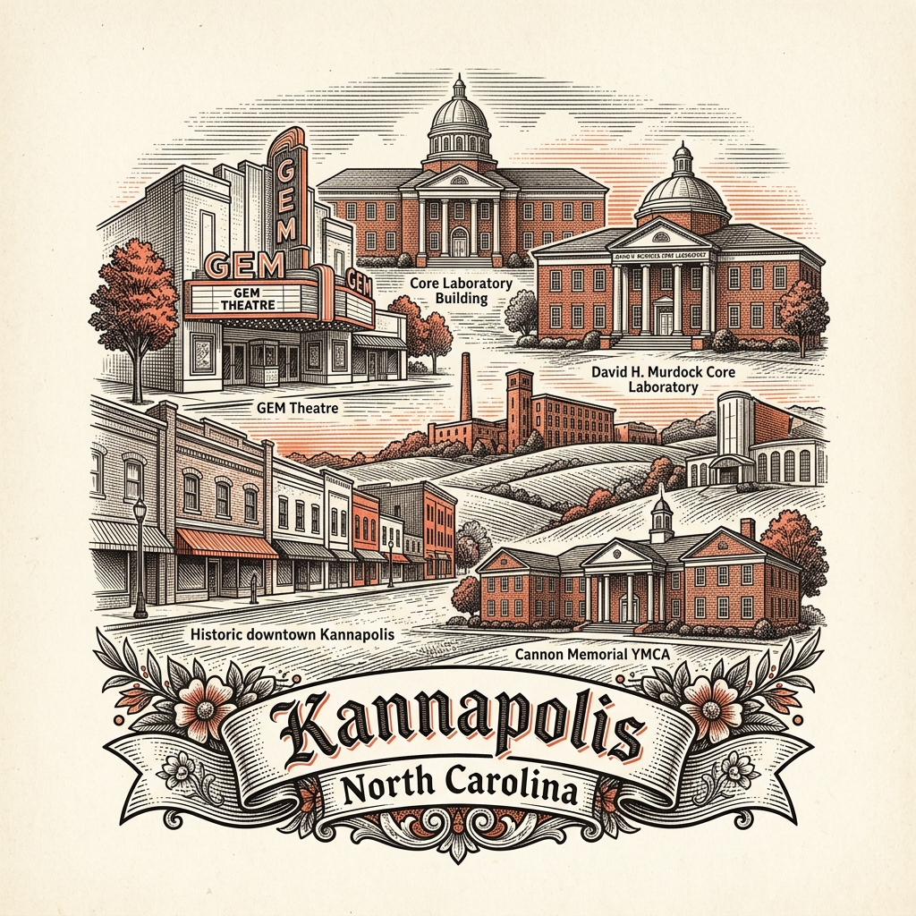 Engraved Kannapolis NC city illustration – Official Translations certified translation services from $29.95 per page