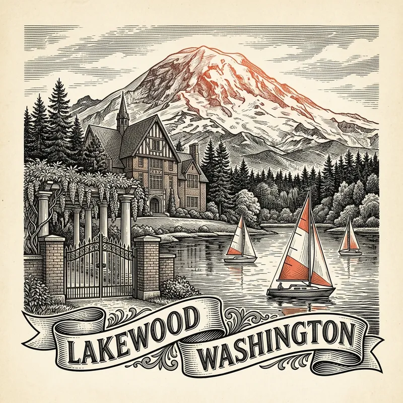Engraved Lakewood WA city illustration – Official Translations certified translation services from $29.95 per page