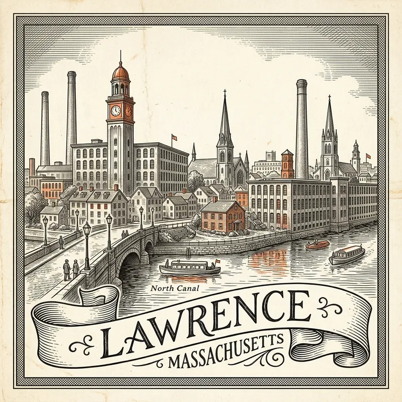 Engraved Lawrence MA city illustration – Official Translations certified translation services from $29.95 per page