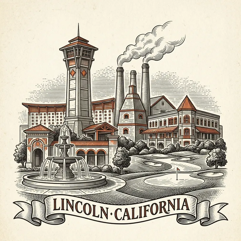 Engraved Lincoln CA city illustration – Official Translations certified translation services from $29.95 per page