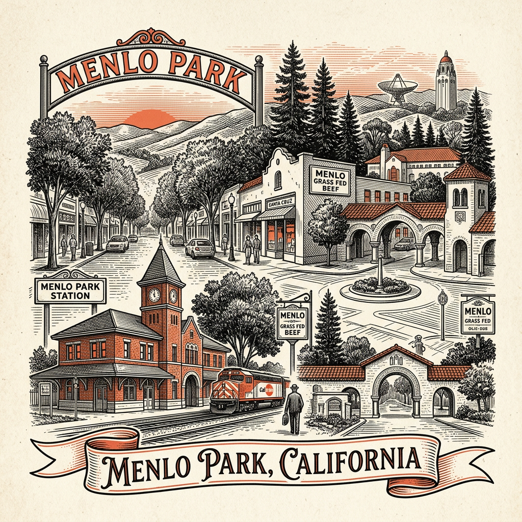 Engraved Menlo Park CA city illustration – Official Translations certified translation services from $29.95 per page