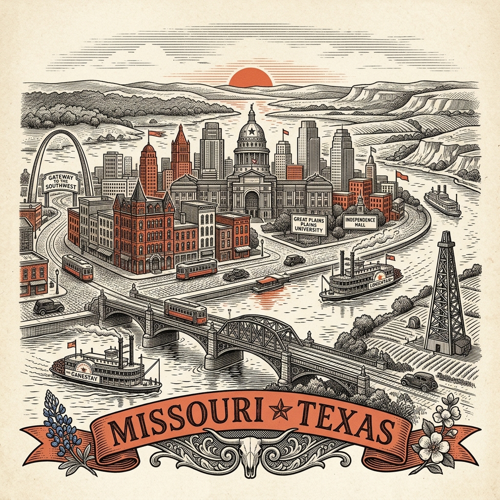 Engraved Missouri City TX city illustration – Official Translations certified translation services from $29.95 per page