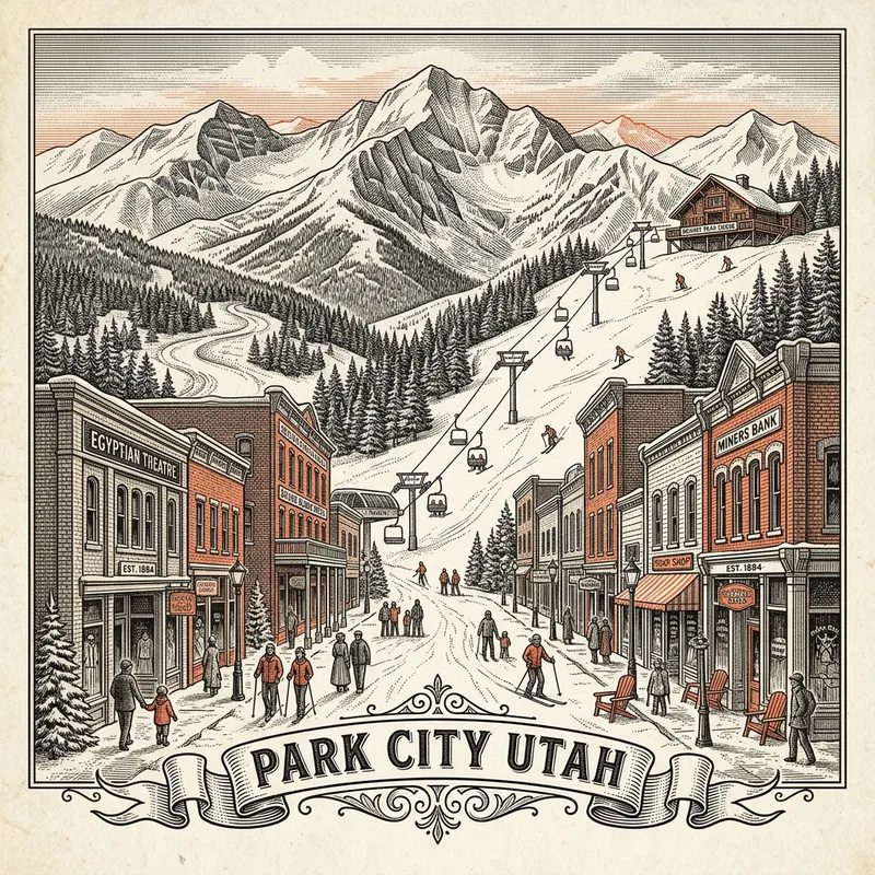 Engraved Park City UT city illustration – Official Translations certified translation services from $29.95 per page