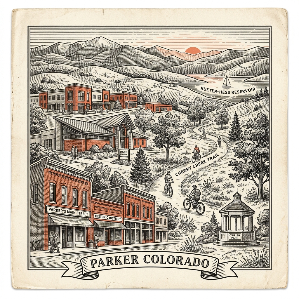 Engraved Parker CO city illustration – Official Translations certified translation services from $29.95 per page