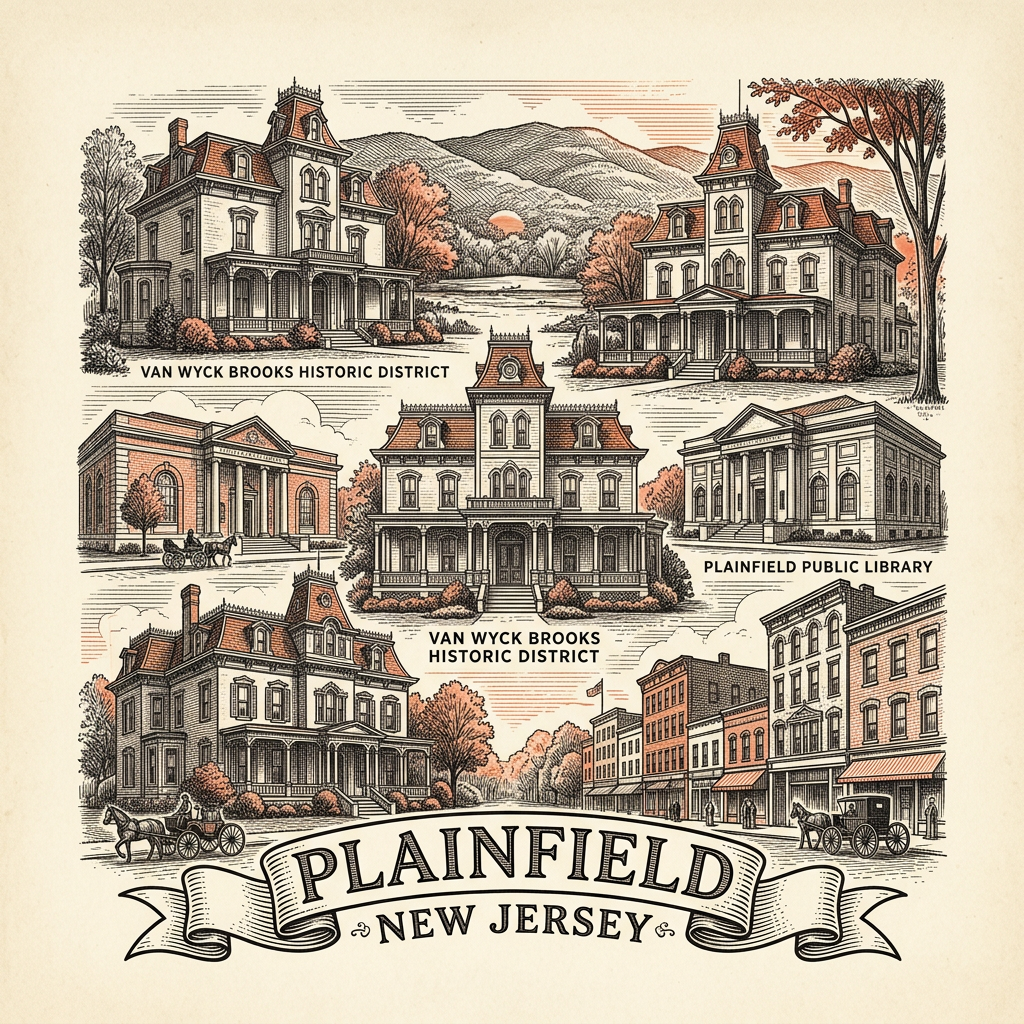 Engraved Plainfield NJ city illustration – Official Translations certified translation services from $29.95 per page