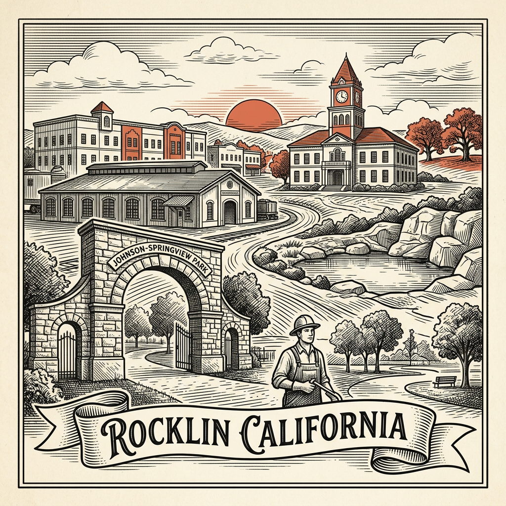 Engraved Rocklin CA city illustration – Official Translations certified translation services from $29.95 per page