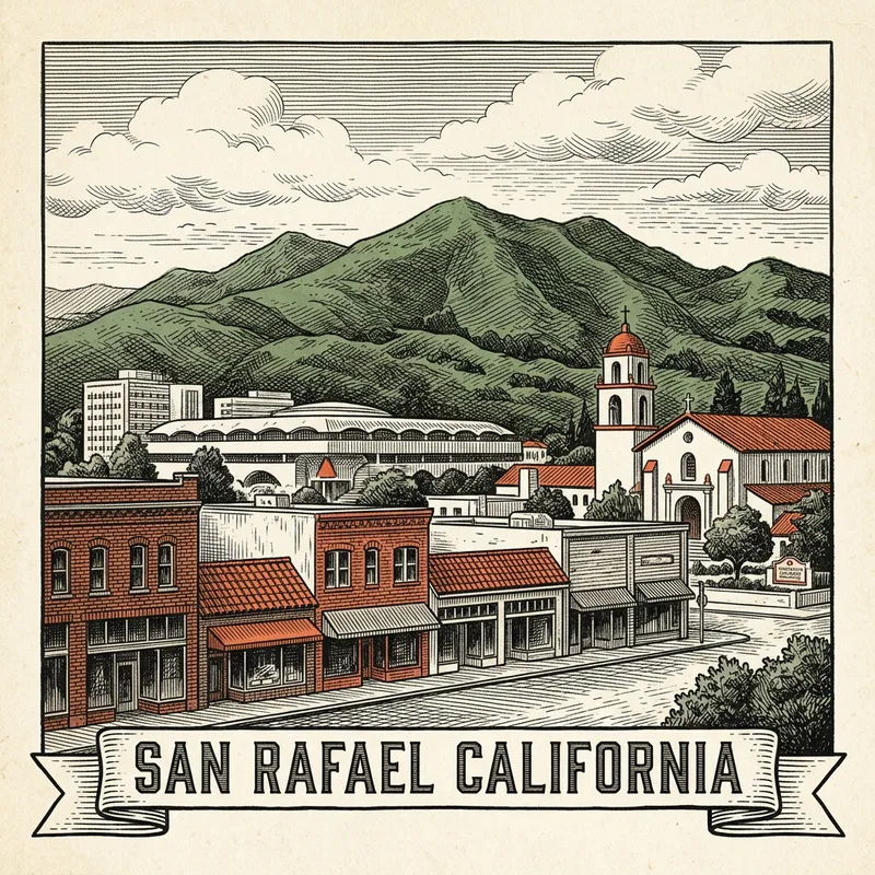 Engraved San Rafael CA city illustration – Official Translations certified translation services from $29.95 per page
