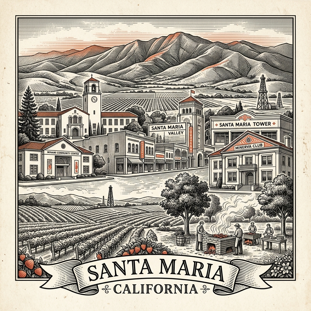 Engraved Santa Maria CA city illustration – Official Translations certified translation services from $29.95 per page