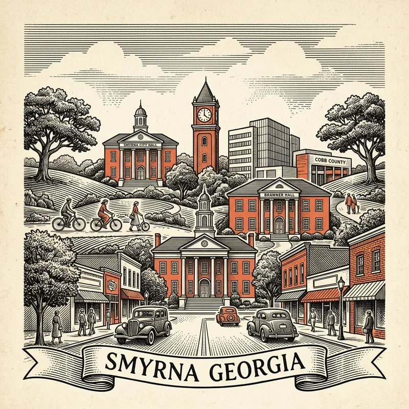 Engraved Smyrna GA city illustration – Official Translations certified translation services from $29.95 per page