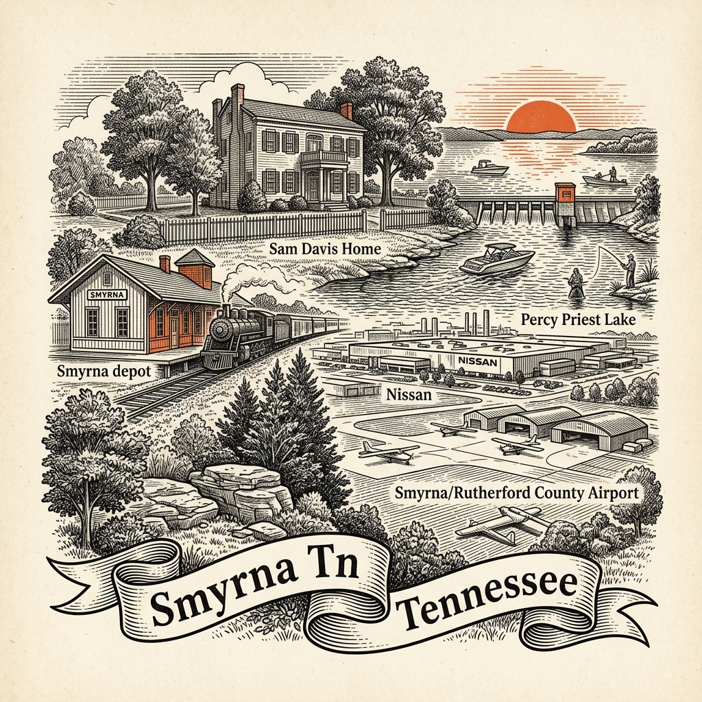 Engraved Smyrna TN city illustration – Official Translations certified translation services from $29.95 per page