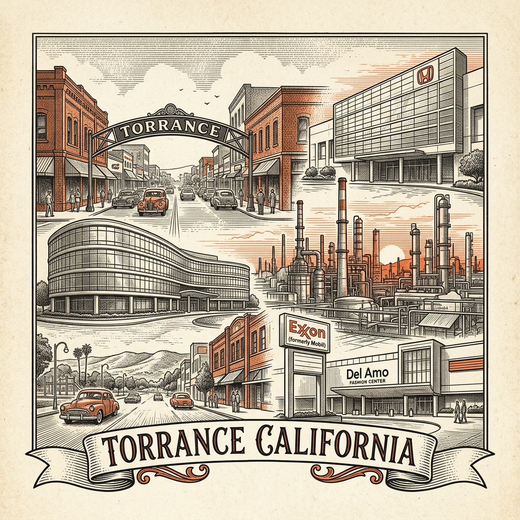 Engraved Torrance CA city illustration – Official Translations certified translation services from $29.95 per page