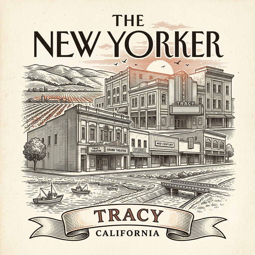 Engraved Tracy CA city illustration – Official Translations certified translation services from $29.95 per page