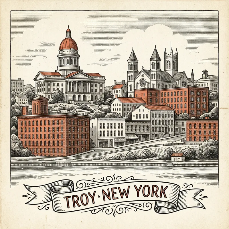 Engraved Troy NY city illustration – Official Translations certified translation services from $29.95 per page