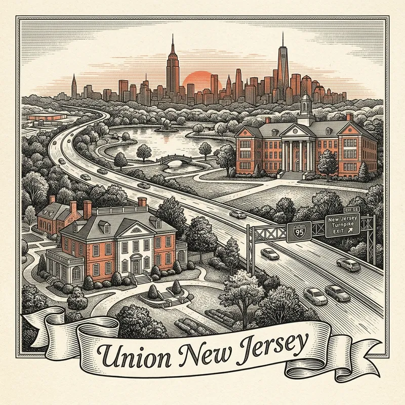 Engraved Union NJ city illustration – Official Translations certified translation services from $29.95 per page