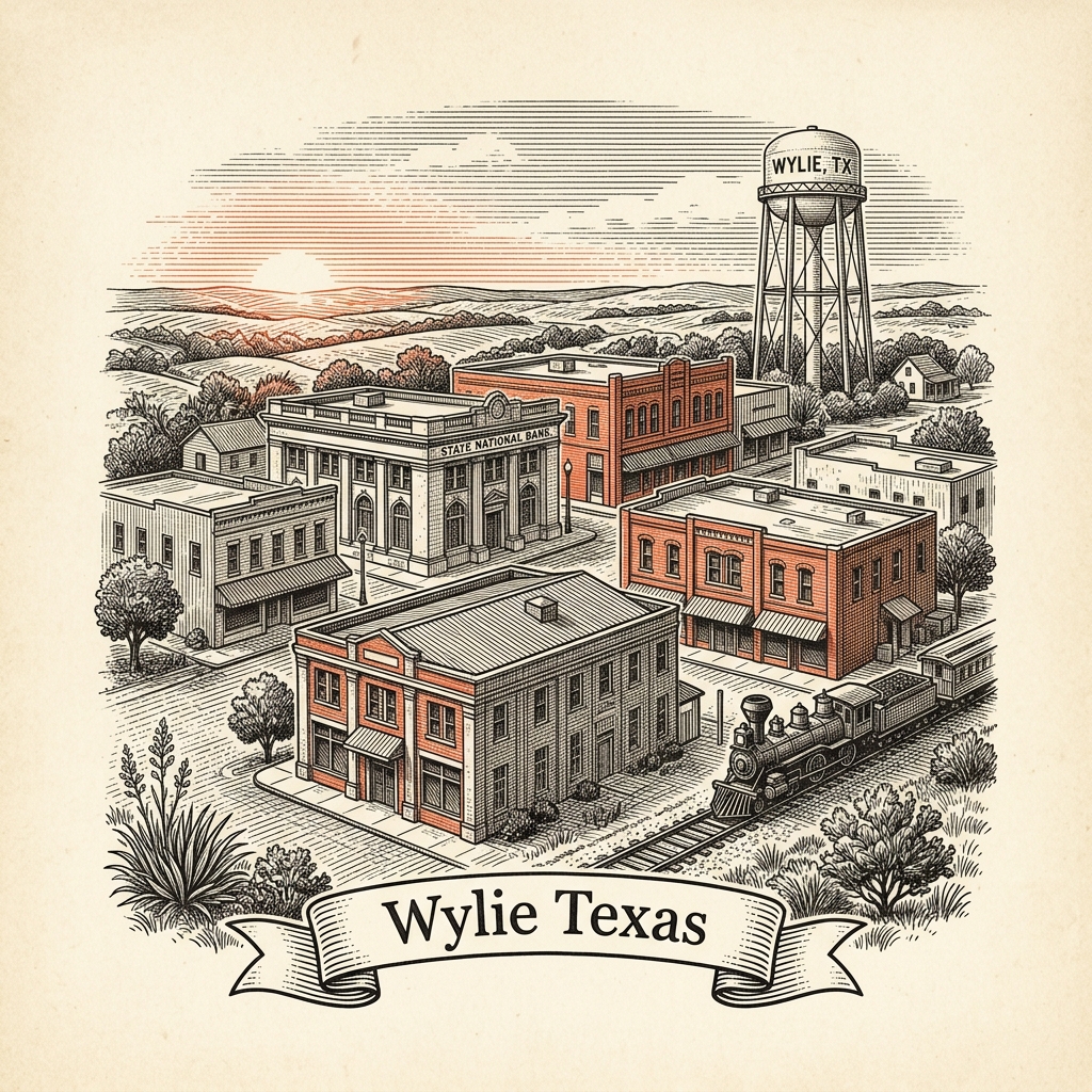 Engraved Wylie TX city illustration – Official Translations certified translation services from $29.95 per page