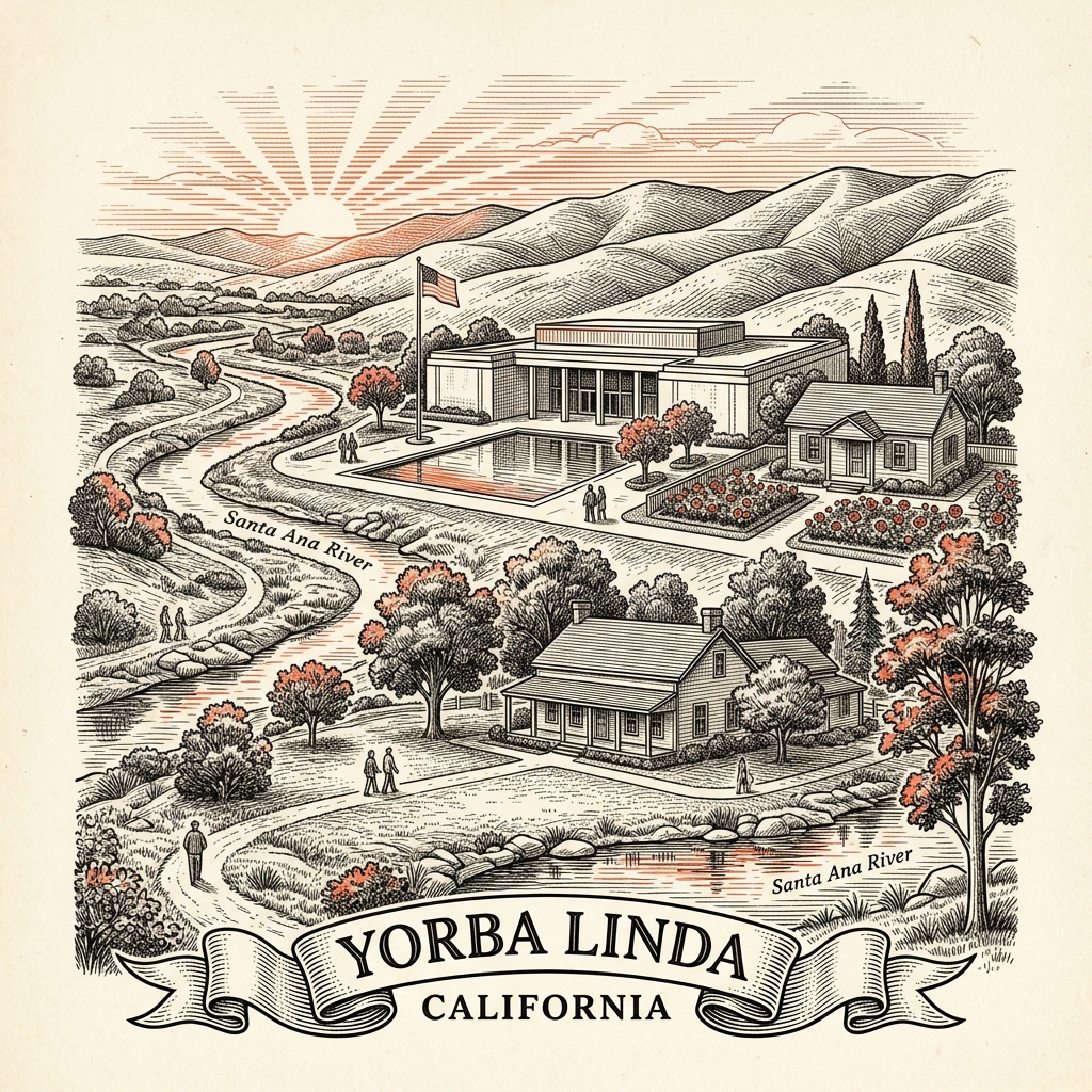 Engraved Yorba Linda CA city illustration – Official Translations certified translation services from $29.95 per page