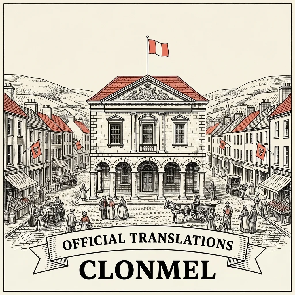 Engraved Clonmel illustration &ndash; Official Translations certified translation from €29.95 per page