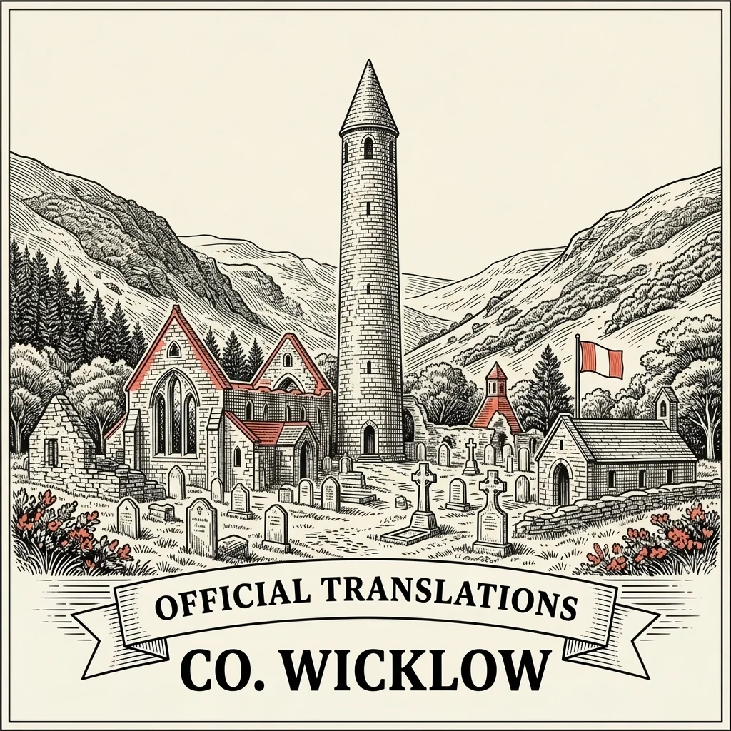 Engraved Co. Wicklow illustration &ndash; Official Translations certified translation from €29.95 per page