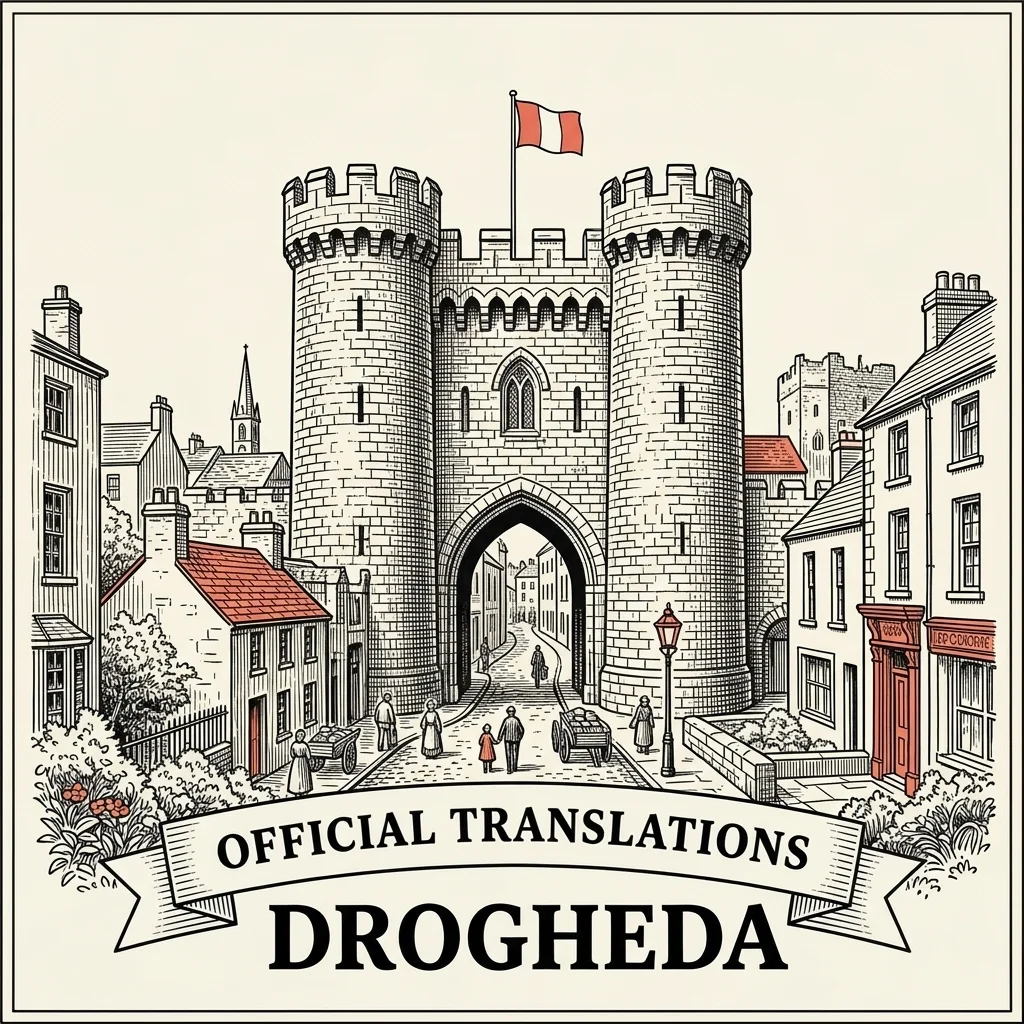 Engraved Drogheda illustration &ndash; Official Translations certified translation from €29.95 per page
