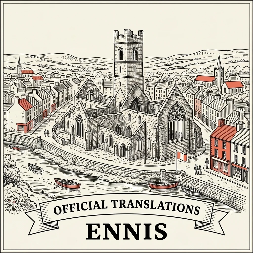 Engraved Ennis illustration &ndash; Official Translations certified translation from €29.95 per page