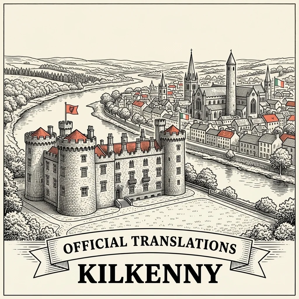 Engraved Kilkenny illustration &ndash; Official Translations certified translation from €29.95 per page