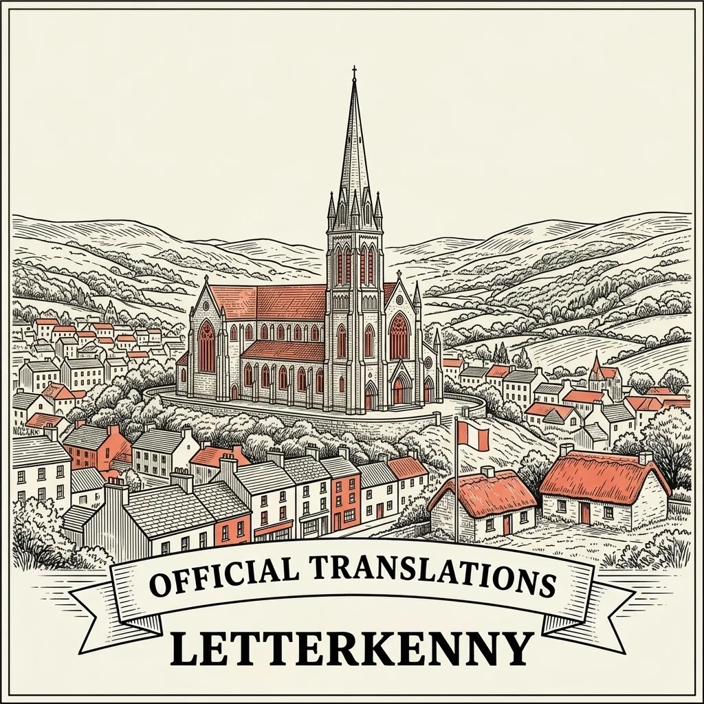 Engraved Letterkenny illustration &ndash; Official Translations certified translation from €29.95 per page