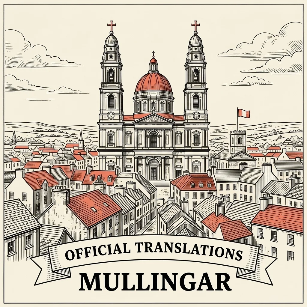 Engraved Mullingar illustration &ndash; Official Translations certified translation from €29.95 per page