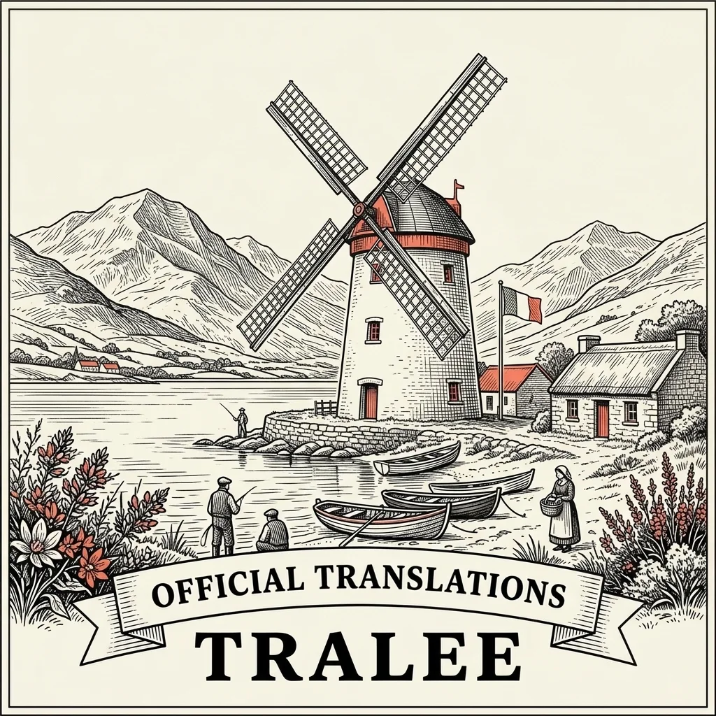 Engraved Tralee illustration &ndash; Official Translations certified translation from €29.95 per page