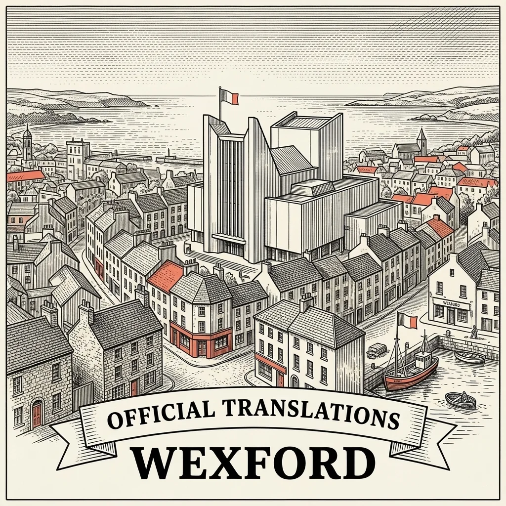 Engraved Wexford illustration &ndash; Official Translations certified translation from €29.95 per page